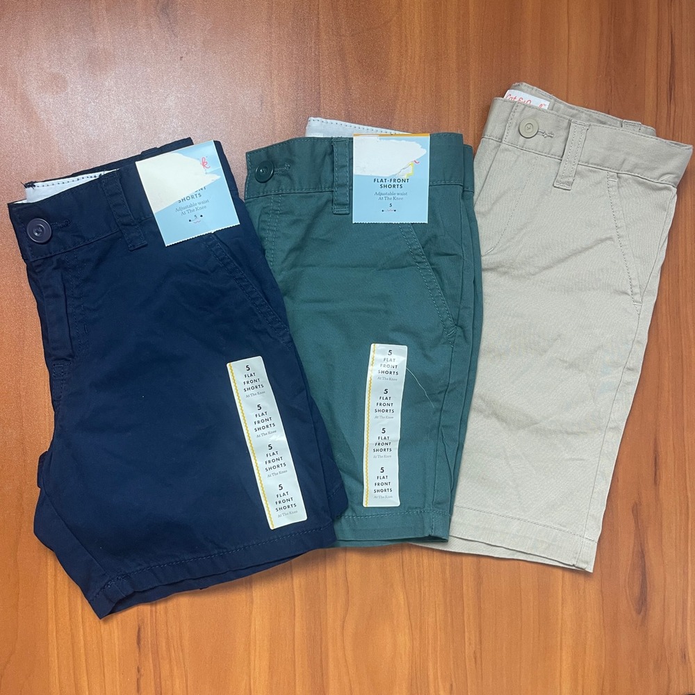 Lot‎ of 3 Cat&Jack Boys Kids Size 5 Flat Front Chino Shorts Bundle Casual School